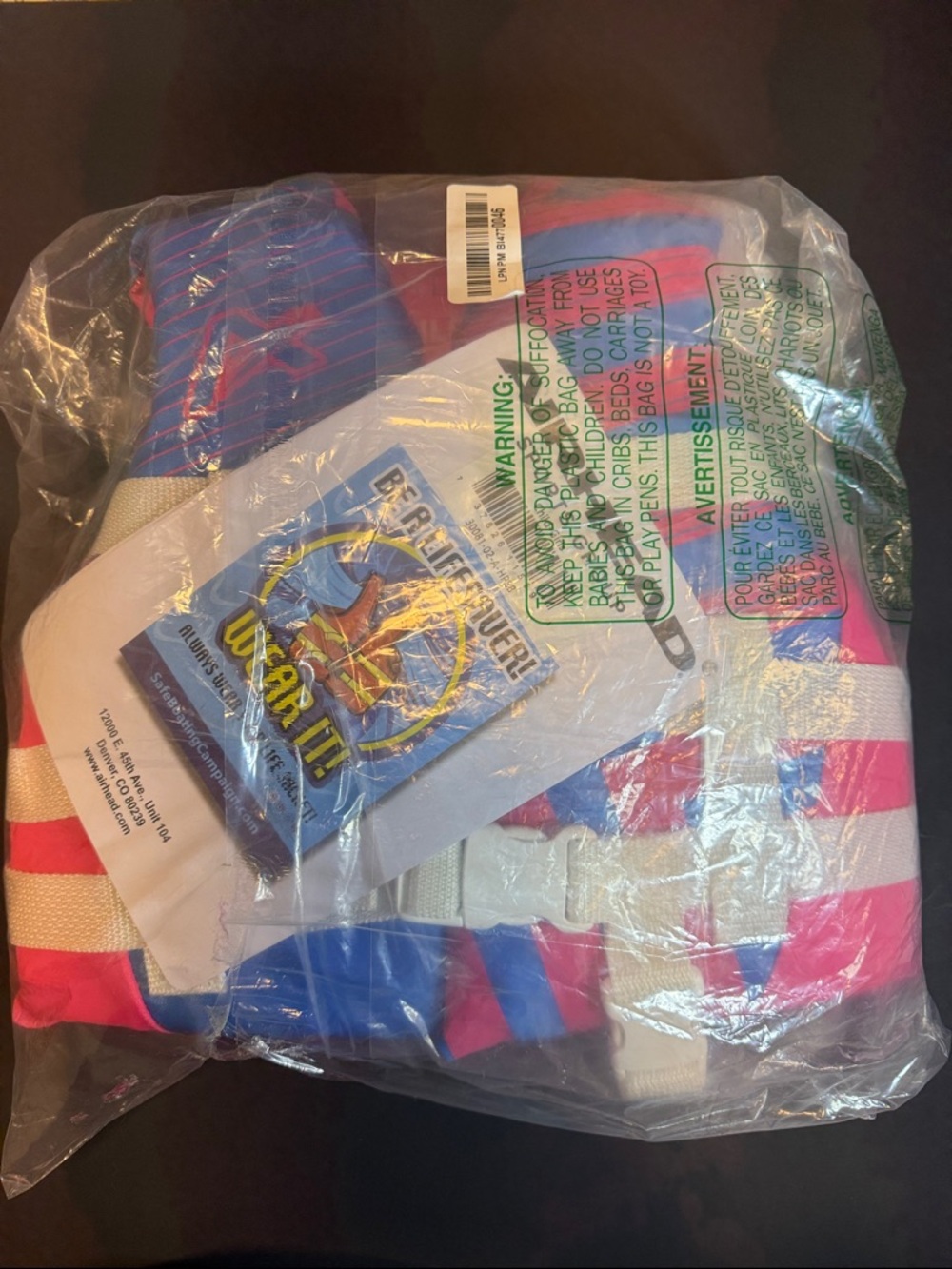 Kids Swim Life Jacket - Pink & Blue Stripes